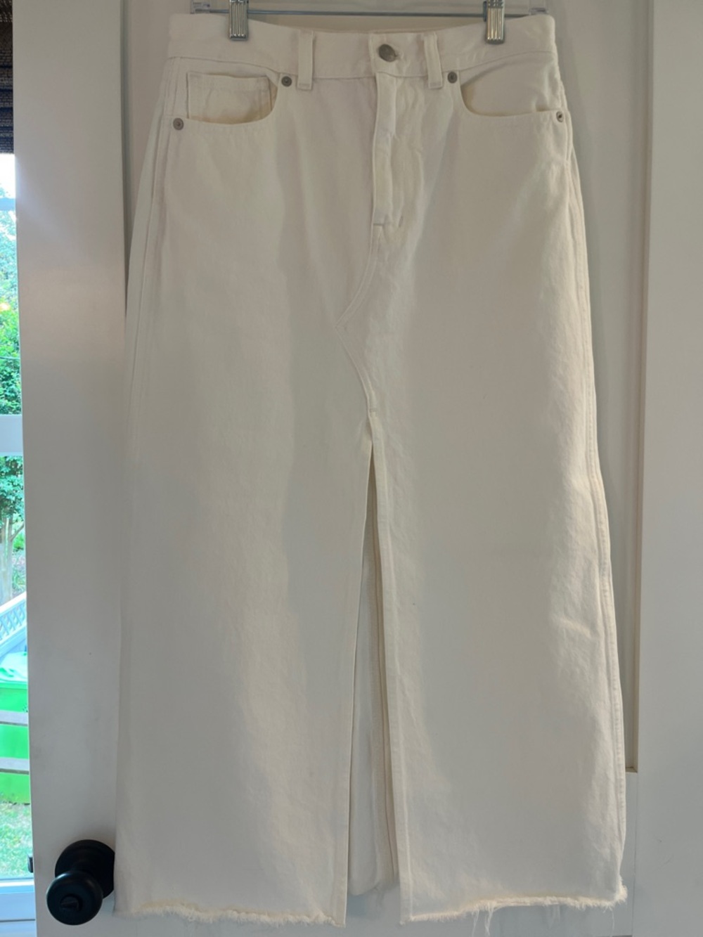 Madewell White Denim Skirt with Button Waist